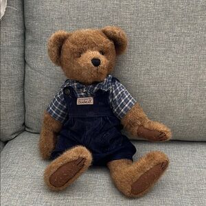 Boyd’s Bear vintage Brown Teddy Bear with Plaid Shirt and Overalls